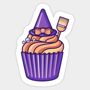 Witchy cupcake on dark bg Sticker